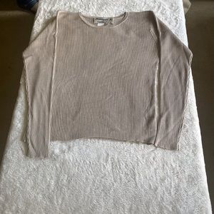 Beige Silk Ribbed Sweater